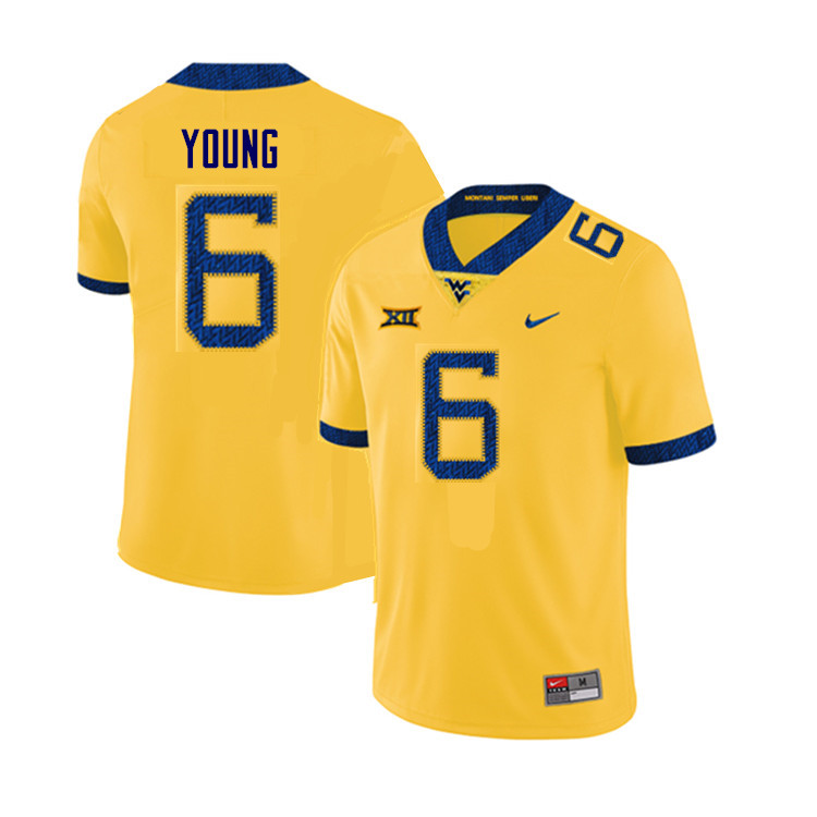 NCAA Men's Scottie Young West Virginia Mountaineers Yellow #6 Nike Stitched Football College Authentic Jersey BM23P41MU